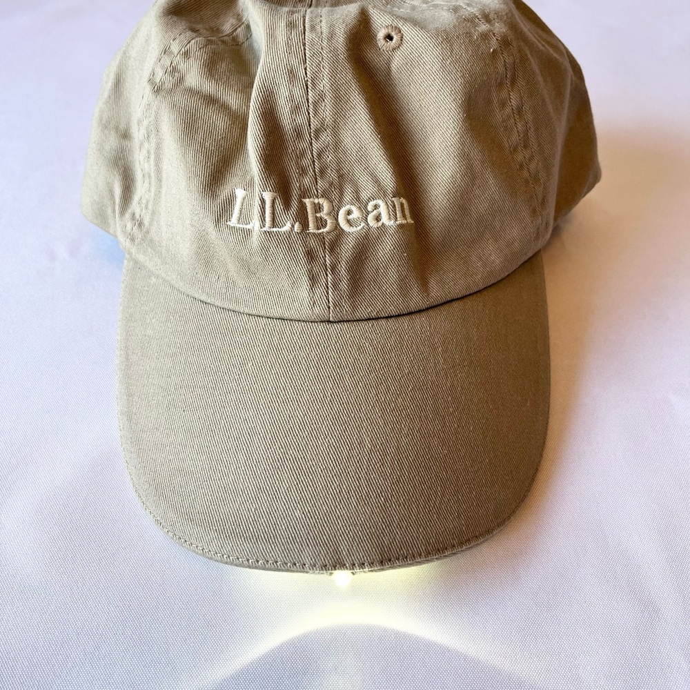 Vintage LL Bean Stitched Spell Out LED Lamp Hat Preowned Rare